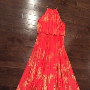Long coral halter dress, size 12
